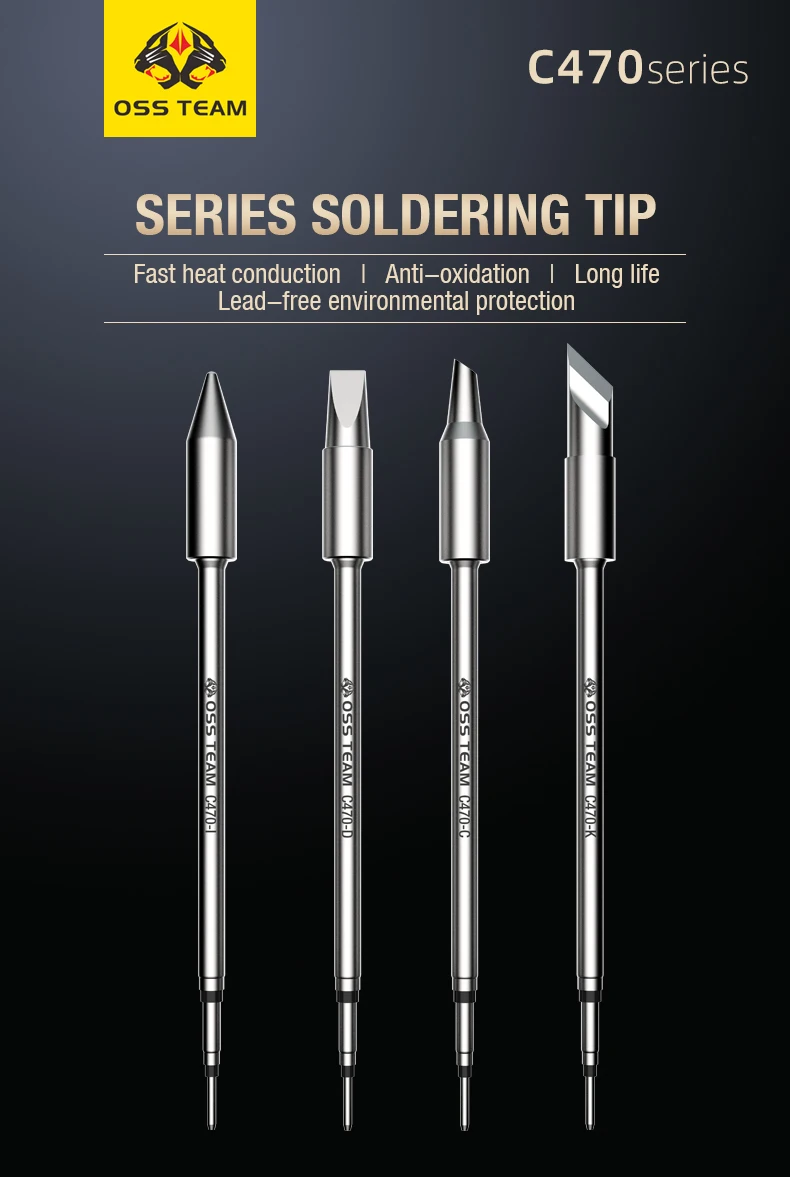 OSS TEAM Lötspitzen der C470-Serie, bleifrei, schnelle Erwärmung, lange Lebensdauer, oxidationsbeständig, für die Reparatur von Telefon-Motherboards und Schweißen Image