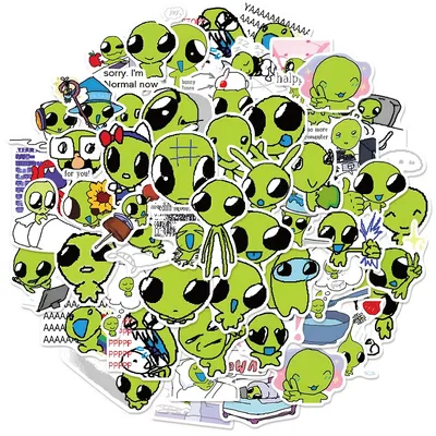 52PCS süße kleine grüne Stern lustige Aufkleber DIY Gepäck Notebook Skateboard Wasser Tasse wasserdichte Aufkleber Image