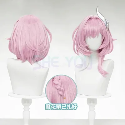 HSR Cyrene Cosplay Perücke Rosa Kurzes Haar Amphoreus Halloween Party für Frauen Mädchen Karneval Image