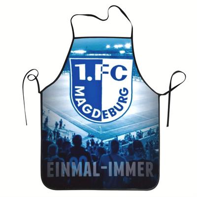 TEMU 1pc Football Club Polyester Apron, Unisex Chef Bib For Cooking, Baking, Kitchen & Dining - Design With , 87g/m², Fabric, Cooking Accessory | Sporty Design | Durable Apron, Football Accessories Image