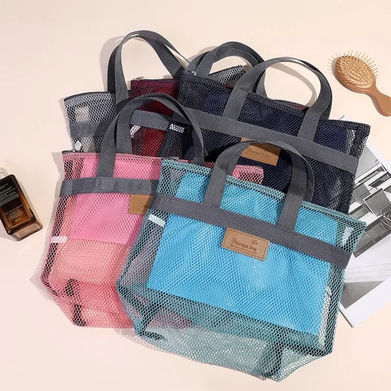 Mesh Make-Up Toilettenartikel Lagerung Taschen Handtaschen Tragbare Reise Waschen Körper Dusche Werkzeuge Organizer Hängen Kosmetische Organizer Tasche Image