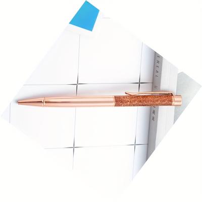 TEMU Custom Personalized Engraved Glitter Round Ballpoint Pen, Custom Golden Pencil With Oil Sand , Women's Gift, Stationery, Office Supplies, Writing Tool, Suitable As A Graduation Or Day Present Image