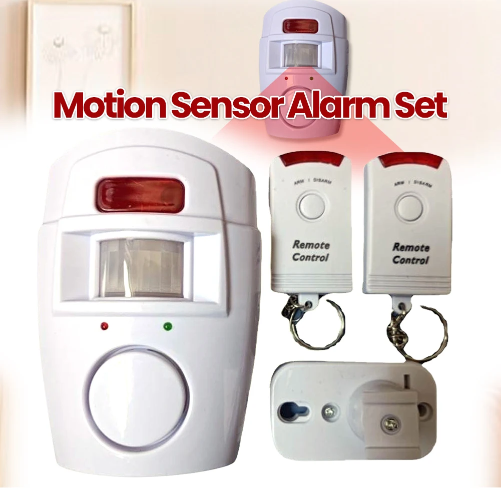 Drahtloser Bewegungsmelder-Alarm mit 2 Fernbedienungen, PIR-Bewegungsmelder, Alarm, batteriebetriebenes Haussicherheitssystem
