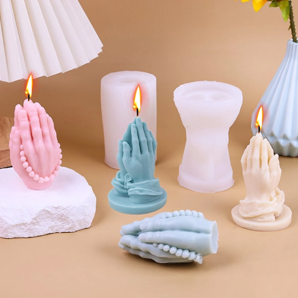 Hand in Hand Gebet Duftkerze Silikonform DIY 3D Palm Harzform Gips Keramik Ton Herstellung Werkzeuge Handwerk Geschenke Home Decor Image
