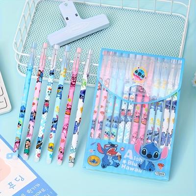 TEMU 12pcs Stitch Style Straight Barrel Erasable Gel Pen Cartoon Pull Cap Fountain Pen Supplies Image