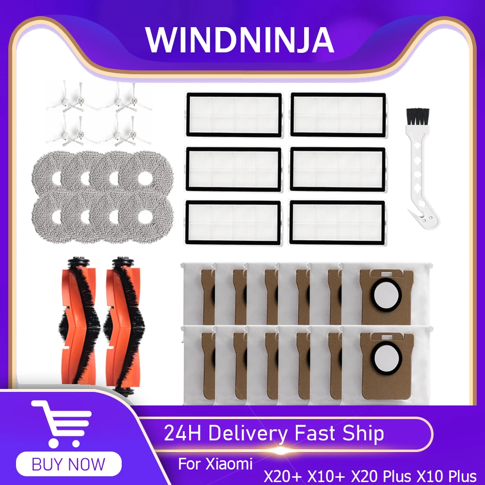 Roboter Staubsauger Ersatzteile Für Xiaomi X20 + X10 + X20 Plus X10 Plus Reiniger Zubehör Roller Hauptseite Pinsel filter Mopp Staubbeutel Image
