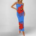 Per donna Abito maxi Abito Sottoveste Vacanza Compleanno Casual Quotidiano Ferie Data Vestibilità regolare Floreale Grafico Senza Maniche Spalline sottili Blu chiaro Stampa arancione Rosa Blu reale