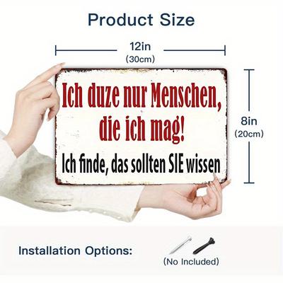 "TEMU Vintage Metal Wall Sign "i Only Deal I Like!" - 8"x12" (20x30cm) Weathered Art With Text, German For Office, Cafe, Home Decor" Image
