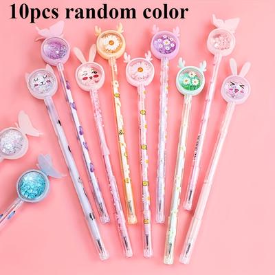 TEMU 10/20pcs Sparkling & Flower Gel Pens - Assorted Colors, Pastel Design With Glittery Butterflies & Flowers, Valentine's Day Gifts And Party Favors, School Supplies | Design | , Cute Pen Image