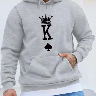 "TEMU Men's Red Hooded Sweatshirt With "k" - Fall/winter Hoodie, Casual Gift For Men" Image