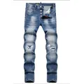 Jeans strappati da uomo nuovi Jeans skinny da uomo di lusso Pantaloni con fori azzurri Pantaloni moda slim elasticizzati maschili di qualità Jeans da uomo Y2k