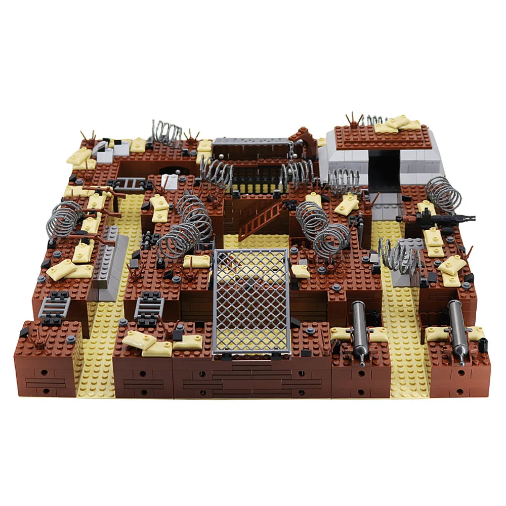 Blocchi di costruzione assemblati a piccole particelle, trincea, frattagioni, castelli, campi di battaglia militari, ornamenti di scene MOC