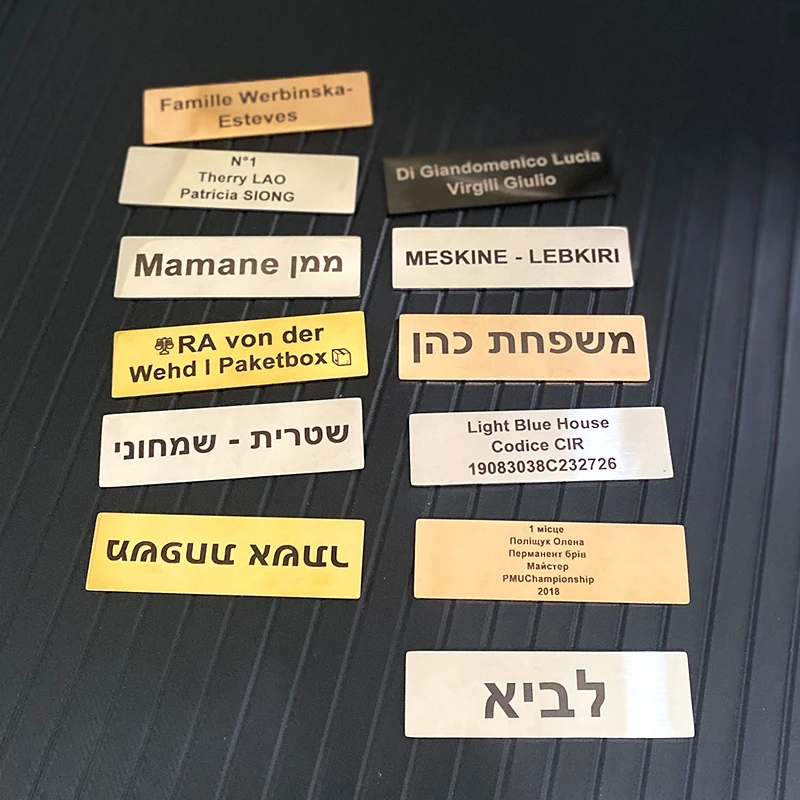Nome WLP Testo Logo Personalizzato inciso al laser Adesivo Cassetta postale Badge Spilla Famiglia in acciaio inossidabile Etichetta personalizzata ID Porta Cassetta postale