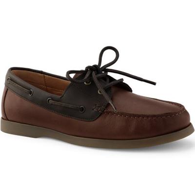 Leather Boat Shoes, Men, size: 12, regular, Brown, Leather, by Lands' End
