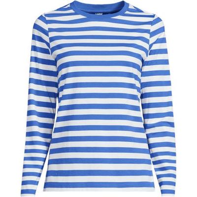 Long Sleeve Supima Cotton Crew Neck Top, Women, size: 20-22, plus, Blue, by Lands' End