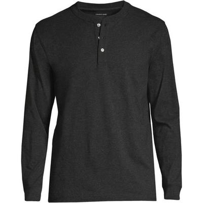 Super-T Henley Long Sleeve T-shirt, Men, size: 34-36, regular, Black, Cotton, by Lands' End