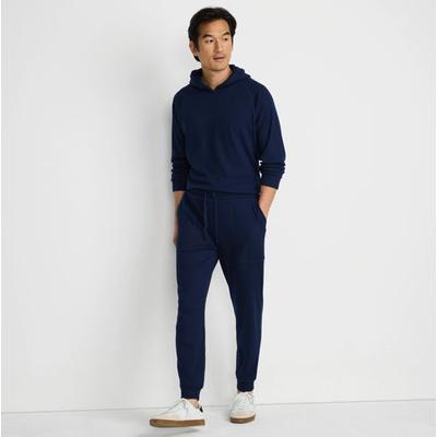 Brushed Rib Joggers, Men, size: 28-30, regular, Blue, Spandex/Rayon-blend/Poly-blend, by Lands' End