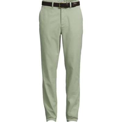Belted Textured Chinos, Straight Fit, Men, size: 36, regular, Green, Cotton/Lyocell/Cotton-blend, by Lands' End