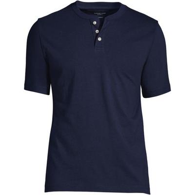 Super-T Henley Short Sleeve T-shirt, Men, size: 46-48, regular, Blue, Cotton, by Lands' End
