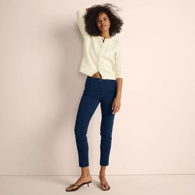 Slim Leg Cropped Chinos, Mid Rise, Women, size: 18, regular, Blue, Cotton/Lyocell/Cotton-blend, by Lands' End
