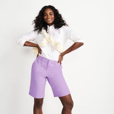 Chino Bermuda Shorts, Women, size: 14/16, petite, Purple, Spandex/Cotton-blend, by Lands' End
