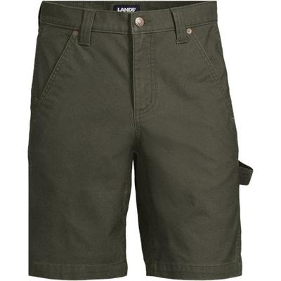 Stretch Canvas Carpenter Shorts, Men, size: 38, regular, Green, Cotton, by Lands' End