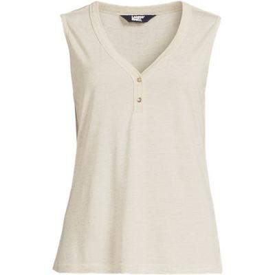 Linen Blend Sleeveless Top, Women, size: 24-26, plus, Misc, Cotton/Linen/Cotton-blend, by Lands' End