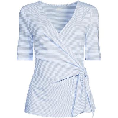 Cotton Modal Side Tie Elbow Sleeve Top, Women, size: 24-26, plus, White, by Lands' End