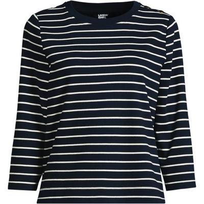 Button Shoulder T-shirt, Women, size: 16-18, regular, Blue, Cotton, by Lands' End