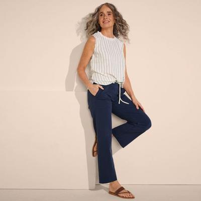Straight Leg Cropped Chinos, Mid Rise, Women, size: 18, regular, Blue, Cotton/Lyocell/Cotton-blend, by Lands' End