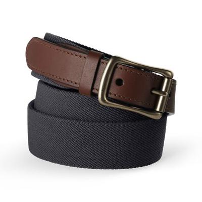 Elastic Belt, Men, size: 30, regular, Black, Leather/Metallic/Rubber, by Lands' End