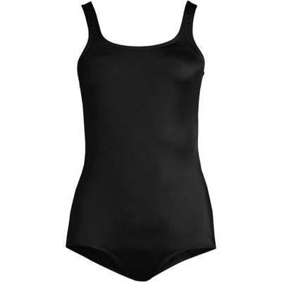 Tugless Swimsuit, Women, size: 20, plus, Black, Nylon-blend, by Lands' End
