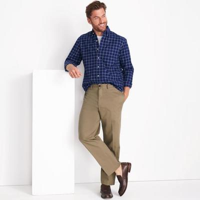 Flat Front Non-iron Chinos, Traditional Fit, Men, size: 33, regular, Brown, Cotton, by Lands' End