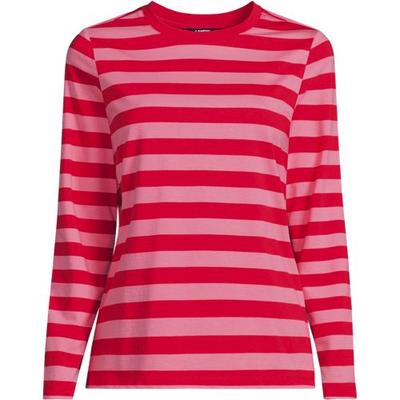Long Sleeve Supima Cotton Crew Neck Top, Women, size: 14-16, regular, Pink, by Lands' End