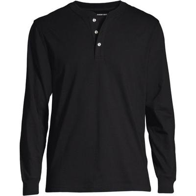 Super-T Henley Long Sleeve T-shirt, Men, size: 38-40, regular, Black, Cotton, by Lands' End
