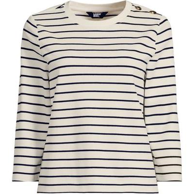 Button Shoulder T-shirt, Women, size: 20, regular, Ivory, Cotton, by Lands' End