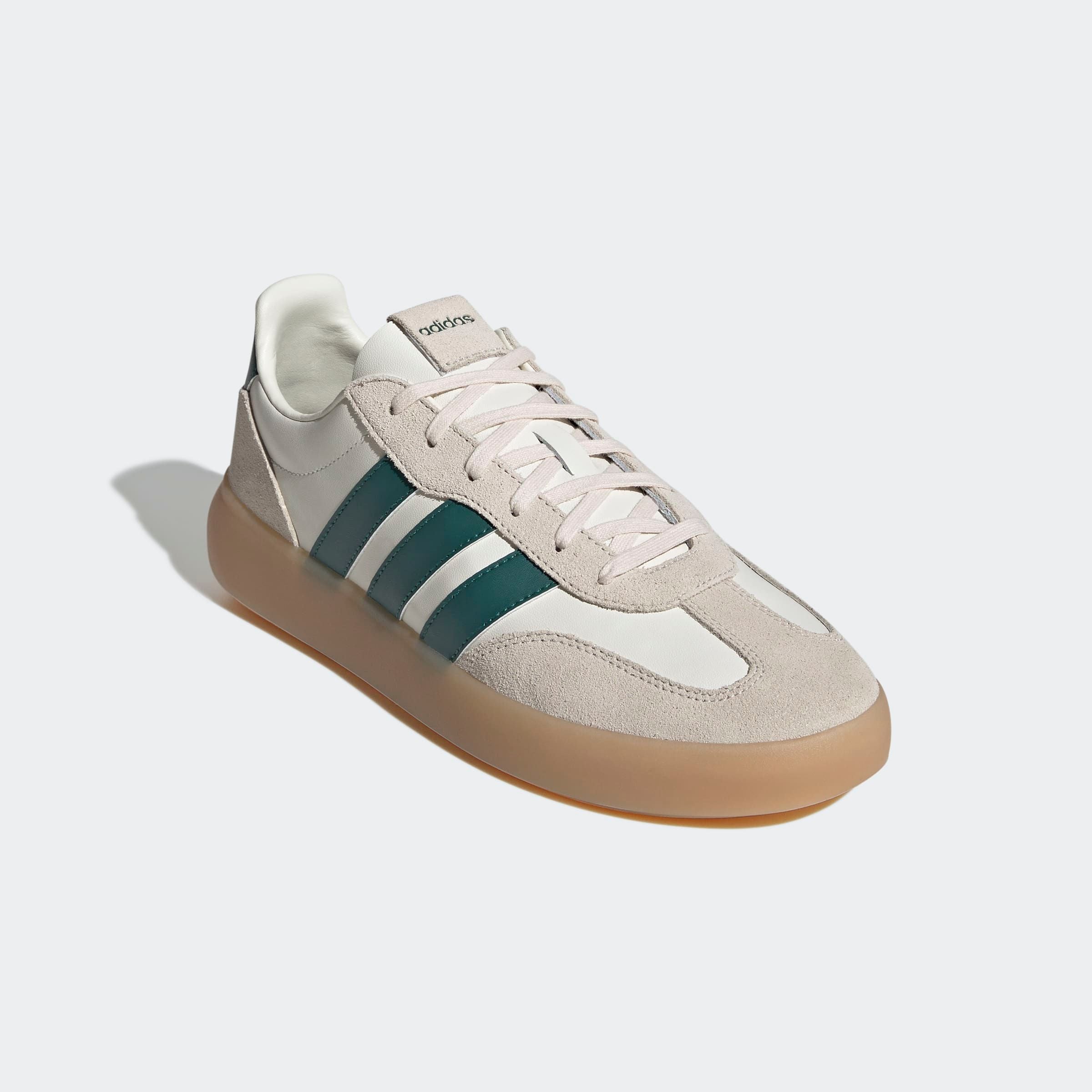 Sneaker ADIDAS SPORTSWEAR "BARREDA DECODE", Damen, Gr. 40, weiß (sanftes weiß, collegiate grün, wonder weiß), Leder, Schuhe Sneaker, inspiriert vom Design des adidas Handball Spezial