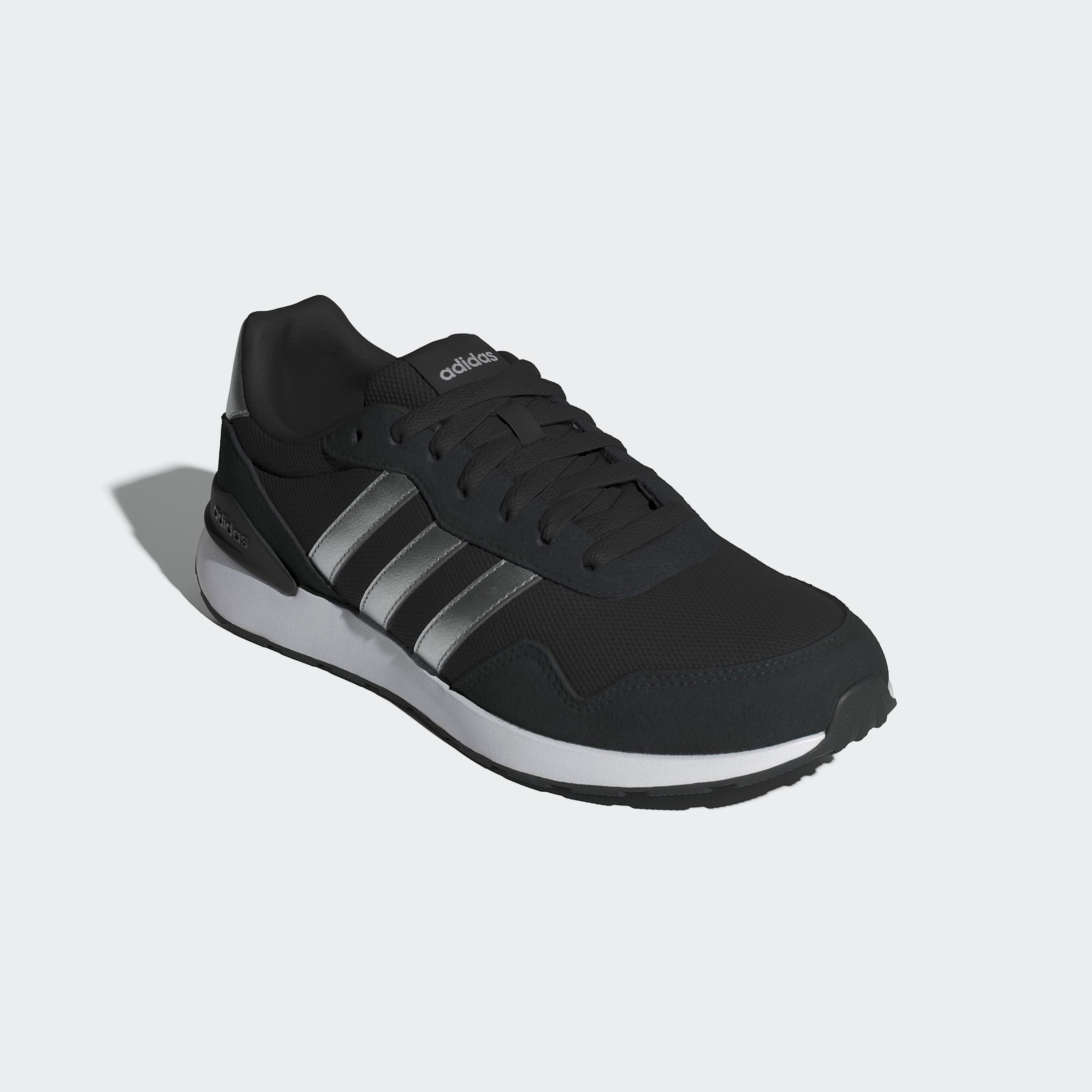 Sneaker ADIDAS SPORTSWEAR "RUN 60S 4.0", Gr. 41, schwarz (core schwarz, silber metallic, cloud weiß), Leder, Textil, Sportlich, Schuhe, Topseller
