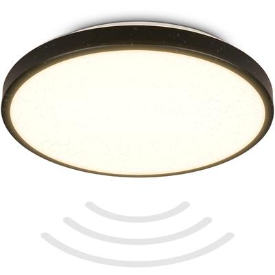 B.K.LICHT LED Deckenleuchte "BK_DL1615 Bad Deckenlampe mit Bewegungsmelder, 3m Reichweite", schwarz, Ø 29,00cm H: 6,50cm, Lampen, 120 Erfassungswinkel, IP54, 13W, 1.300 Lm, 3.000K, Ø27cm, Schwarz Image