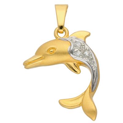 Ketten-Anhänger ADELIA´S "333 Gold Anhänger Delphin", gold, Schmuckanhänger, Damen, Gold, mit Zirkonia Goldschmuck für Damen Image