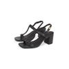 Sandalette TOMMY HILFIGER "LEATHER BLOCK HEEL SANDAL", Damen, Gr. 41, schwarz, Leder, modisch, Schuhe, Blockabsatz, Abendschuh, Partyschuh mit verstellbarer Schnalle