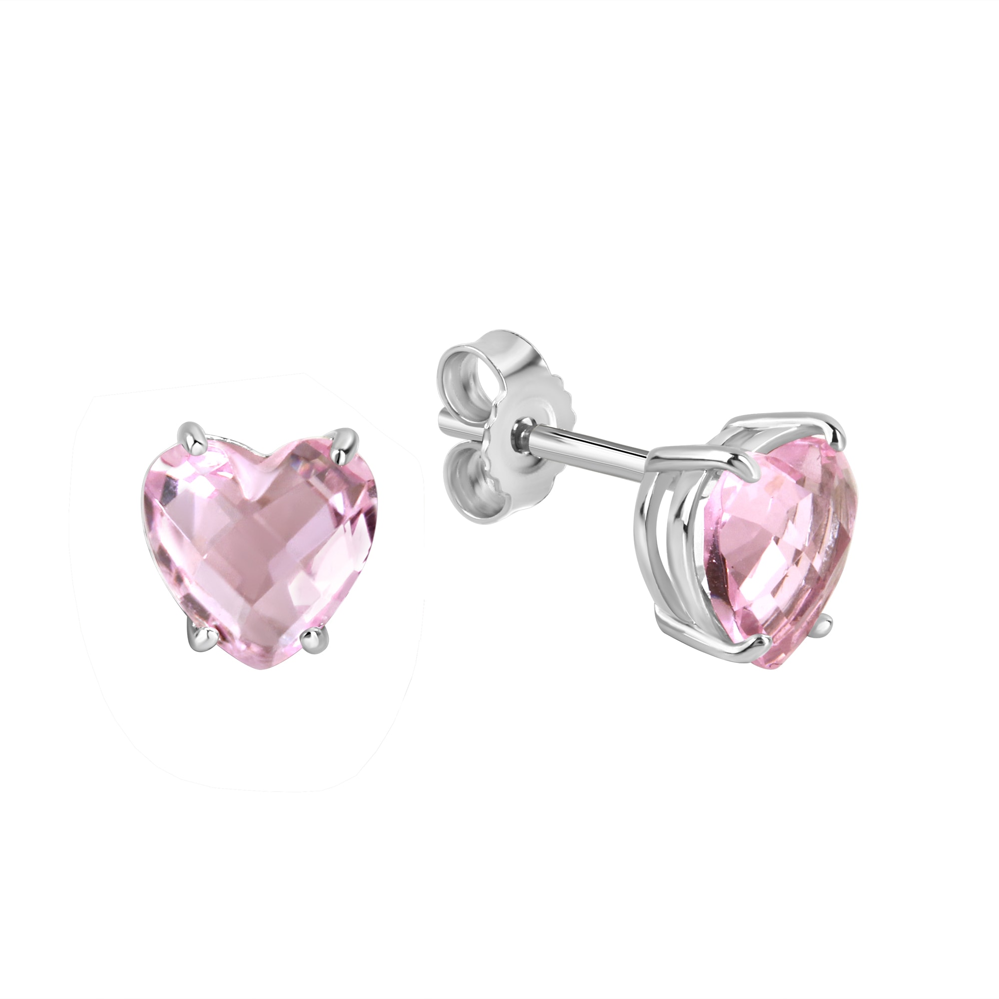 Paar Ohrstecker VIVANCE "925/- Sterling Silber rhodiniert Herz Glasstein", weiß (weiß, rosa), Ohrringe, Damen, one-size, Silber 925 (Sterlingsilber)