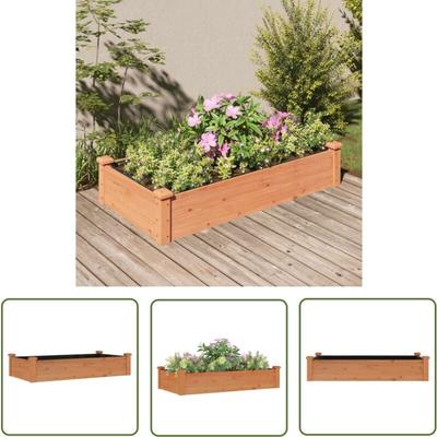 The Living Store - Hochbeet mit Einsatz Braun 120x60x25 cm Massivholz Tanne - Holz Hochbeet Image
