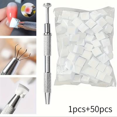 TEMU Nail Color Sponge Gradient Mixed Diy Nail Diy, Jewelry, Gemstones, And Gripper Tweezers, 50 Mini Sponge Cubes With 1 Tweezer Grippe Image