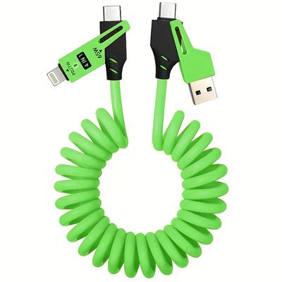 TEMU 4-in-1 Usb-c Charging Cable, 4.9ft, Fast Charging Up To 65w, Supports Lightning & Xiaomi Usb-c, 4-in-1 Charging Solution | Glossy Finish Cable | Durable Pvc Material, Charging Cable Image