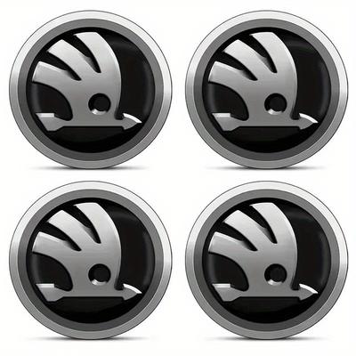 TEMU 4pcs 2.2inch / 56mm Car Wheel Center Logo Cover Badge Emblem Car Wheel Center Stickers For S-koda Octavia Rs Rapid Superb Image