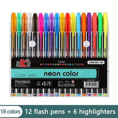 TEMU 60-color Glitter Gel Pen Colorful Highlighter Ballpoint Pen Hand Pen Luminous Star Note Making Colored Pens, Fluorescent Pen Golden Pen Combination Set Image