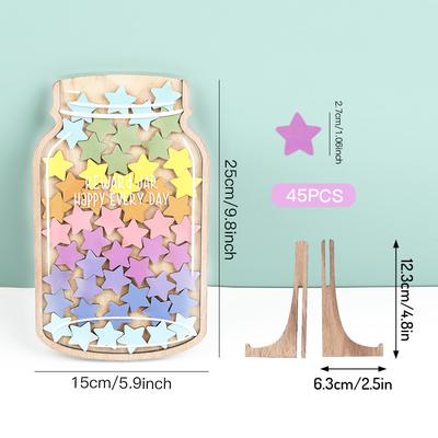 "TEMU 1 Reward Jar Set With Colored Stars And Flowers Stickers - Wooden Tabletop Decor, Classroom Behavior Management Tool, ""today Is "" Inspirational Label, Classroom Reward Jar"