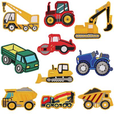 TEMU 10pcs Engineering Vehicle Embroidery Patches - Cartoon Cars, Excavator, Bulldozer Iron-on Appliques For S' Clothing, Jackets, Jeans, Skirts, Backpacks & Hats Image
