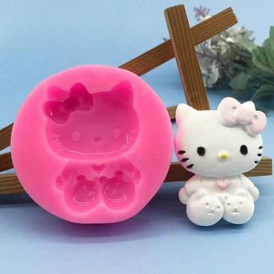 TEMU 1pc For Hello Kitty Silicone Mold For Diy Candles, Soaps & Decorative Crafts - Cute Cartoon Design With Bow & Hearts, Holidays & Gifts, Crafting Supplies Image